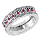 Certified 1.41 Ctw Ruby And Diamond 14k Yellow Gold Halo Band