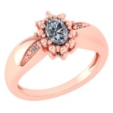 Certified 0.51 Ctw Diamond 14k Rose Gold Halo Ring