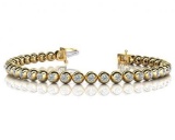 14KT YELLOW GOLD 1 CTW G-H SI2/SI3 ROUND BEZEL SET DIAMOND TENNIS BRACELET