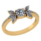 Certified 1.11 Ctw Smoky Quarzt And Diamond 14k Yellow Gold Halo Ring