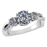 Certified 1.26 Ctw Diamond Wedding/Engagement Style 14K White Gold Halo Ring (SI2/I1)