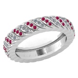 Certified 0.52 Ctw Ruby And Diamond 14k Yellow Gold Halo Band