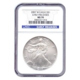 Burnished 2007-W Silver Eagle MS70 Early Release NGC