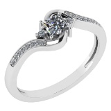 Certified 0.51 Ctw Diamond 14k White Gold Halo Promise Ring