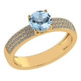 Certified 0.97 Ctw Aquamarine And Diamond 18k Yellow Gold Ring (G-H VS/SI1)