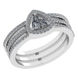 Certified 0.91 Ctw Diamond 14k White Gold Halo Anniversary Ring