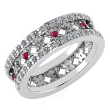 Certified 1.14 Ctw Ruby And Diamond 14k Yellow Gold Halo Band