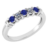 Certified 0.39 Ctw Blue Sapphire And Diamond 14k Yellow Gold Halo Band