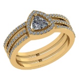 Certified 0.91 Ctw Diamond 14k Yellow Gold Halo Anniversary Ring