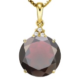 1.2 CTW GARNET 10K SOLID YELLOW GOLD ROUND SHAPE PENDANT WITH ANCENT DIAMONDS