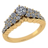 Certified 1.26 Ctw Diamond Wedding/Engagement Style 14K Yellow Gold Halo Ring (VS/SI1)
