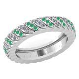 Certified 0.52 Ctw Emerald And Diamond 14k Yellow Gold Halo Band