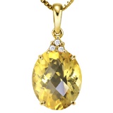 0.62 CTW CITRINE 10K SOLID YELLOW GOLD OVAL SHAPE PENDANT WITH ANCENT DIAMONDS