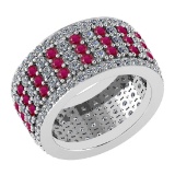 Certified 3.36 Ctw Ruby And Diamond 14k Yellow Gold Halo Band