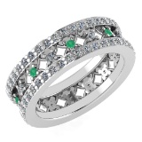 Certified 1.14 Ctw Emerald And Diamond 14k Yellow Gold Halo Band