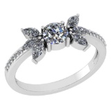 Certified 1.11 Ctw Smoky Quarzt And Diamond 14k White Gold Halo Ring