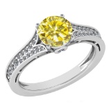 Certified 1.47 CtwTreated Fancy Yellow Diamond And White G-H Diamond Wedding/Engagement 14K White Go