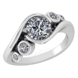 Certified 1.51 Ctw Diamond Wedding/Engagement Style 14K White Gold Halo Ring (SI2/I1)