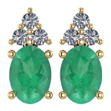 Certified 1.46 0 Ctw Emerald And Diamond Wedding/Engagement 14KYellow Gold Stud Earrings