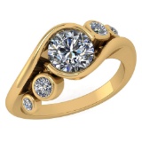 Certified 1.51 Ctw Diamond Wedding/Engagement Style 14K Yellow Gold Halo Ring (SI2/I1)