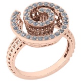 Certified 0.50 Ctw Diamond Wedding/Engagement Style 14K Rose Gold Halo Ring (VS/SI1)