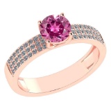 Certified 0.97 Ctw Pink Tourmaline And Diamond 18k Rose Gold Ring (G-H VS/SI1)