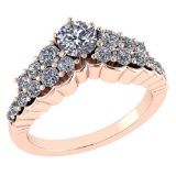Certified 1.26 Ctw Diamond Wedding/Engagement Style 14K Rose Gold Halo Ring (VS/SI1)