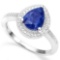 .925 STERLING SILVER 2.20 CTW ENHANCED GENUINE SAPPHIRE & DIAMOND COCKTAIL RING