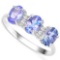 1.13 CTW GENUINE TANZANITE & GENUINE DIAMOND (4 PCS) 10KT SOLID WHITE GOLD RING