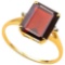 4.0 CTW GENUINE GARNET & GENUINE DIAMOND (2 PCS) 10KT SOLID YELLOW GOLD RING