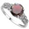 2.3 CTW GENUINE GARNET & GENUINE DIAMOND (12 PCS) 10KT SOLID WHITE GOLD RING