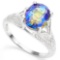 .925 STERLING SILVER 2.37 CTW OCEAN BLUE MYSTIC GEMSTONE & DIAMOND COCKTAIL RING