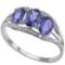 1.17 CTW GENUINE TANZANITE & GENUINE DIAMOND (2 PCS) 10KT SOLID WHITE GOLD RING