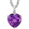 0.7 CTW AMETHYST 10K SOLID WHITE GOLD HEART SHAPE PENDANT