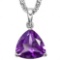 0.7 CTW AMETHYST 10K SOLID WHITE GOLD TRILLION SHAPE PENDANT