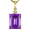 0.85 CTW AMETHYST 10K SOLID YELLOW GOLD OCTWAGON SHAPE PENDANT WITH ANCENT DIAMONDS