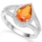 .925 STERLING SILVER PEAR 1.82CTW AZOTIC GEMSTONE & DIAMOND WOMEN RING