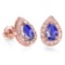 0.61 CT TANZANITE AND ACCENT DIAMOND 10KT SOLID ROSE GOLD EARRING