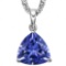 1.45 CTW LAB TANZANITE 10K SOLID WHITE GOLD TRILLION SHAPE PENDANT