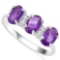 1.39 CTW GENUINE AMETHYST & GENUINE DIAMOND (4 PCS) 10KT SOLID WHITE GOLD RING