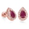 0.85 CT RUBY AND ACCENT DIAMOND 10KT SOLID ROSE GOLD EARRING