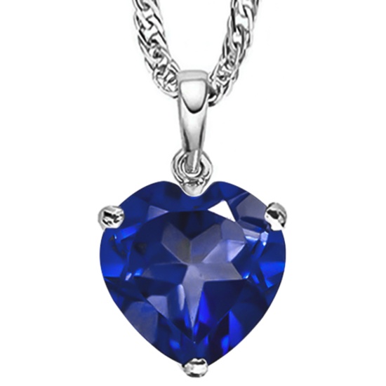 1.45 CTW LAB TANZANITE 10K SOLID WHITE GOLD HEART SHAPE PENDANT