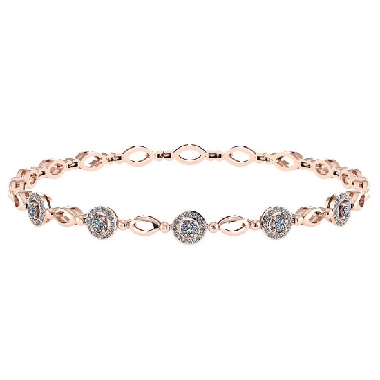 Certified 0.85 Ctw Diamond VS/SI1 Bracelet 14K Rose Gold Made In USA