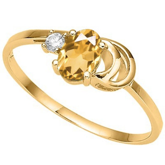 0.84 CT DARK CITRINE AND ACCENT DIAMOND 0.01 CT 10KT SOLID YELLOW GOLD RING