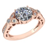 Certified 2.00 Ctw Diamond Engagement /Wedding 14K Rose Gold Promise Ring