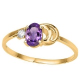 0.4 CT AMETHYST AND ACCENT DIAMOND 0.01 CT 10KT SOLID YELLOW GOLD RING