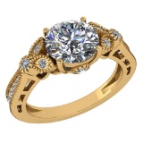 Certified 2.03 Ctw Diamond Engagement /Wedding 14K Yellow Gold Promise Ring