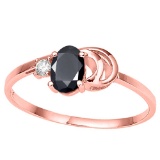 0.65 CT BLACK SAPPHIRE AND ACCENT DIAMOND 0.01 CT 10KT SOLID RED GOLD RING