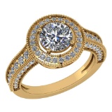 Certified 1.92 Ctw Diamond Engagement /Wedding 14K Yellow Gold Promise Ring