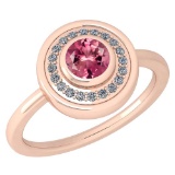 Certified 0.62 Ctw Pink Tourmaline And Diamond Ladies Fashion Halo Ring 14k Rose Gold (VS/SI1) MADE